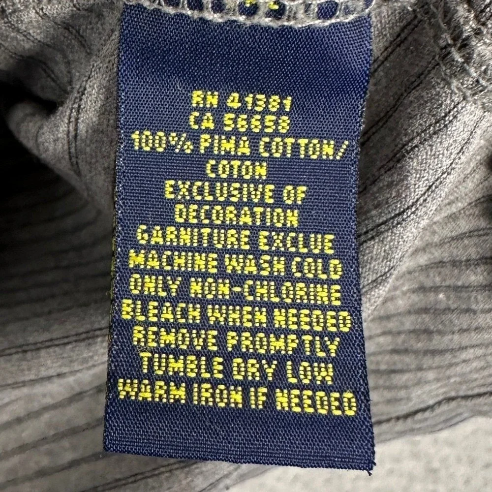 Polo Ralph Lauren Polo Shirt Mens Medium Grey Striped Pro Fit Big Pony Rugby